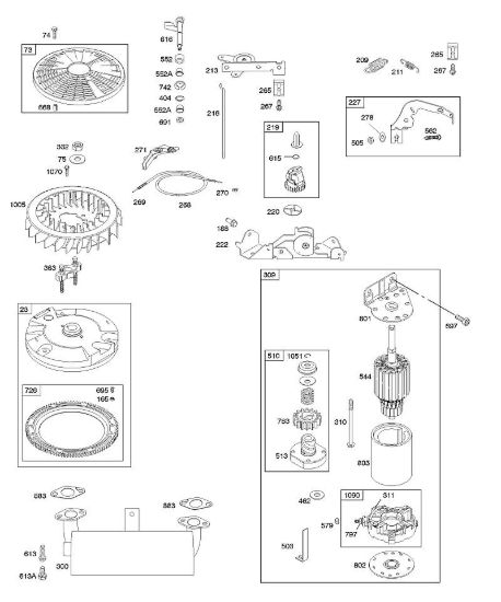 E - Comandi, dispositivo di avviamento elettrico, sistema di scarico, volano, molla regolatore B&S - 40 €¦ 405777-0126-E1 brand Stihl